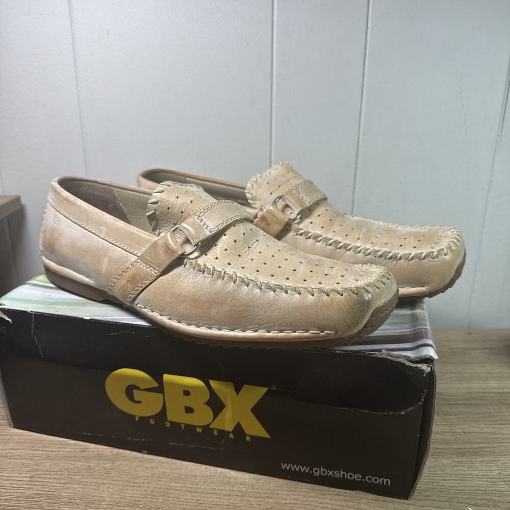 GBX Beije Leather Upper Slip On Beige Loafers Men's Shoes Size 12M
